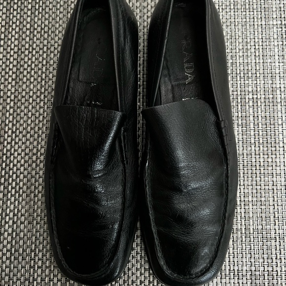 Men’s “PRADA” Black Leather Loafers